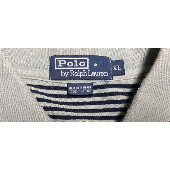 Vintage Polo Ralph Lauren Shirt Mens XL Striped Green Blue 90s Pony Short Sleeve - Picture 3 of 10